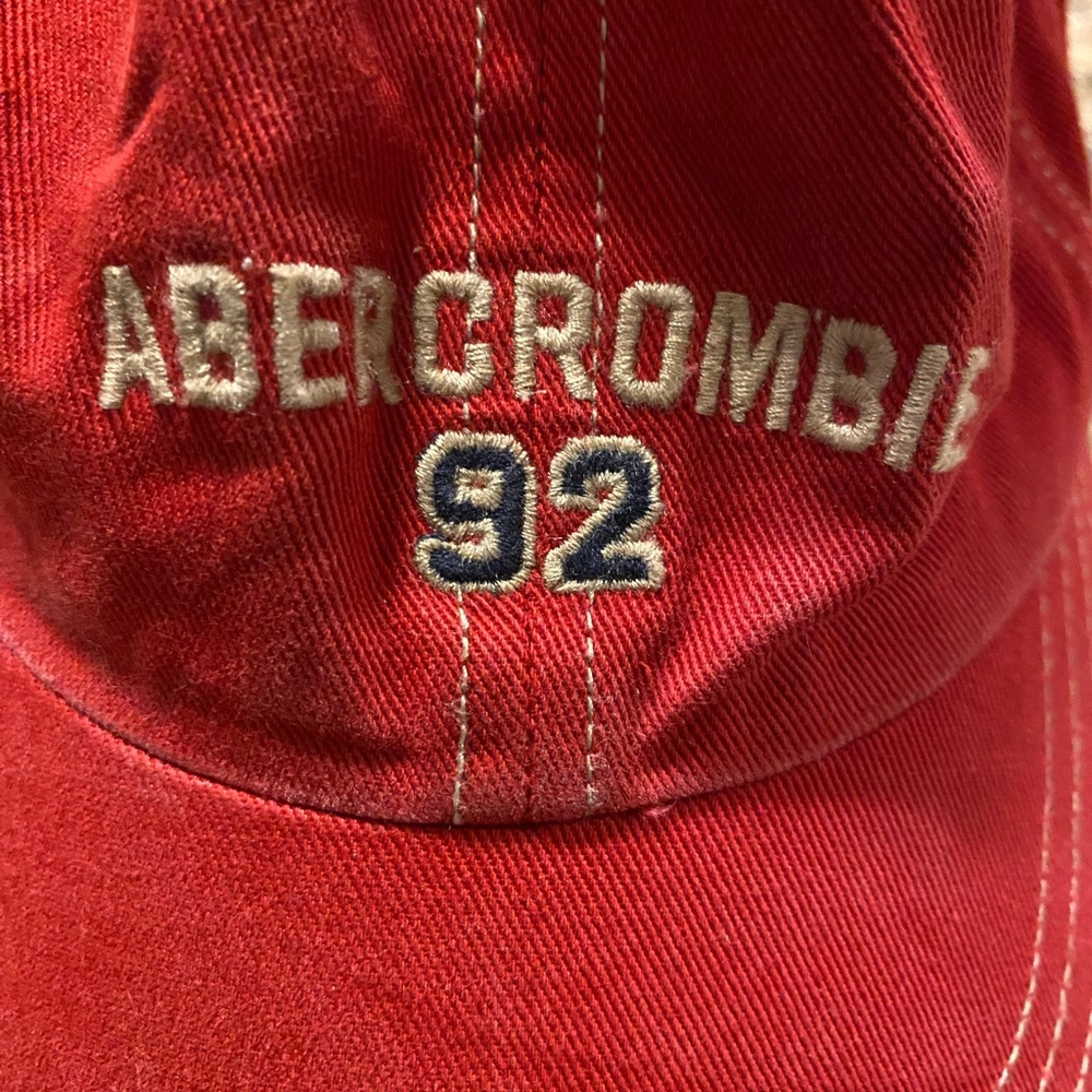 Vintage Abercrombie and Fitch leather strap back hat Red